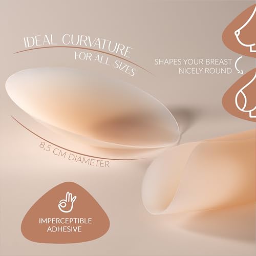 Villkin Nippelpads - 8 Stück - Selbstklebende Nippel Cover für Damen - Wiederverwendbar & waschbar - Brustwarzen Abdeckung Ø 8,5 cm