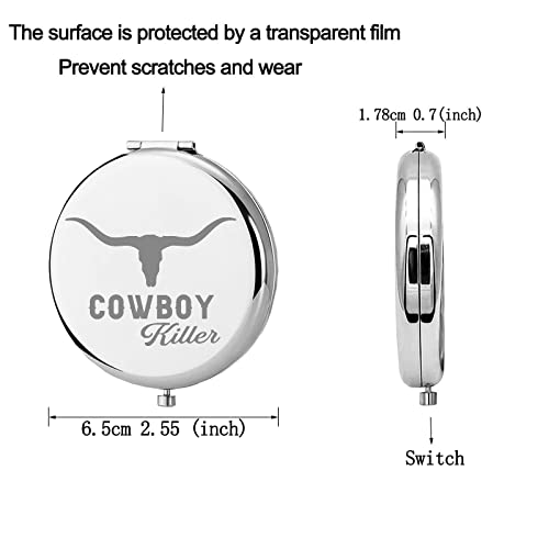Jniap Cowboy Killer Gifts Compact Makeup Mirror Western Gifts For Women Wild Vintage Western Rodeo Pocket Mirror Portable Travel Mirror (Cowboy Killer M) #TOP1