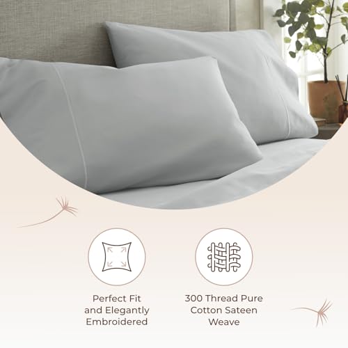 Image of 100% Organic Cotton Pillow Cases Standard Size Set of 2-100% Cotton Pillowcases GOTS Certified 300 Thread Count - Naturally Cooling Comfortable Breathable & Soft Pillow Cases (Shore, Standard)