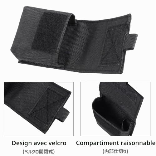 Azarxis Sacoche Ceinture Poche Molle Pochette Tactique Étui EDC Multifonctionnel Sac pour Randonnée Sport Plein-Air (01 Noir - 2 Pièces) – vue 3