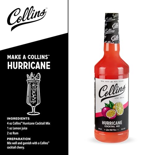 Collins Hurricane Mix, New Orleans Mardi Gras Cocktail MIxer, Made with Real Passion Fruit, Pineapple and Lemon Juice, Hurricane Rum Mix 32 fl oz - Thumbnail 4
