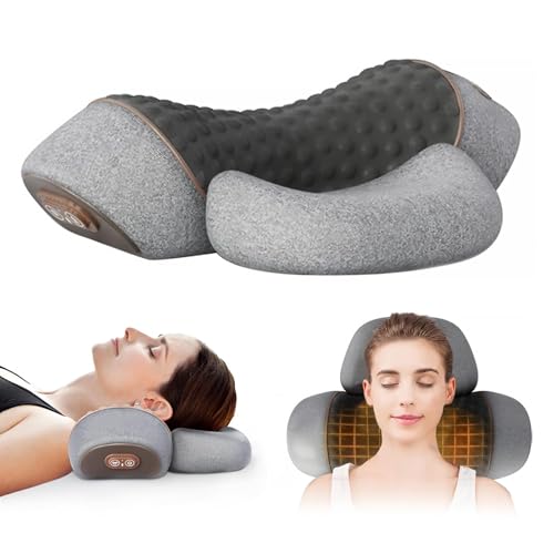 3 in 1 Neck Massager, 2026 New Heated Massage Neck Pillow, Cervical Traction Bed Back Pillow Sleeping, Deep Massage and Relaxation, Ergonomic Design
