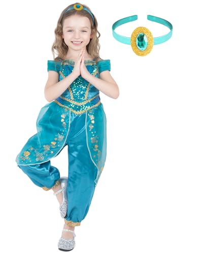 Wizland Jasmine Costume for Girls Princess Dress，Arabian Princess Costume for