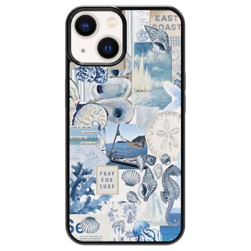 GUAYDOYIM Aesthetic Seashell Ocean Pattern Case Compatible with iPhone 11,Blue Collage Phone Case,Custom Blue Ocean Coquette Protective Cases with Soft TPU Material for Women Girls (for iPhone 11)