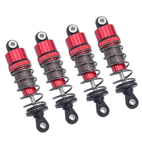 XBERSTAR 4PCS Shock Absorber for MJX 1/14 14209 14210 RC Aluminum Shock Absorber Spring Damper Suspension (Red)