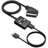 TAIKURA Convertitore SCART a HDMI 1080P Commutazione Aspect Ratio 4:3/16:9 Lunghezza 150 cm Adattatore SCART a HDMI Connettore Maschio Cavo Integrato Supporta PAL/NTSC per Lettori VCR/VHS/DVD