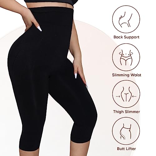Shapewear Leggings for Women Tummy Control High Waisted Capri Body Shaper Butt Lift Thigh Slimmer3