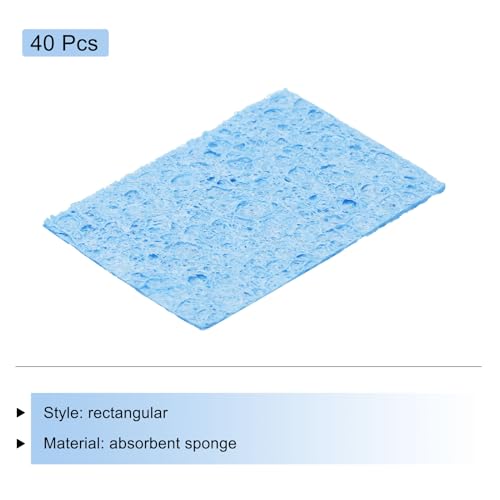 Image of MECCANIXITY 40PCS Soldering Sponge 50 x 35mm Rectangle Blue Cleaning Pad Welding Tip Iron Replacement for Cleaning Soldering Iron 1mm Natural Thickness 6mm Water Absorption Thickness