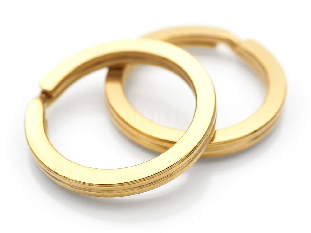 CRAFTMEMORE 4pcs Solid Brass Split Ring Connector Key Rings Keychain Rings DIY Leathercraft, Brushed Brass, 1" (25mm)