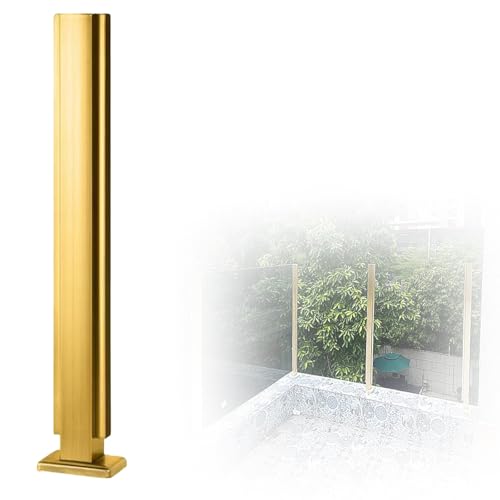 Heavy Duty Stainless Steel Balustrade Post, No-Punch Glass Railing Column for Stairs with Slots &amp; Base, 24 32 36 40 48 in High Vitreous Railing Post(A-MID,Height 40in/100cm)