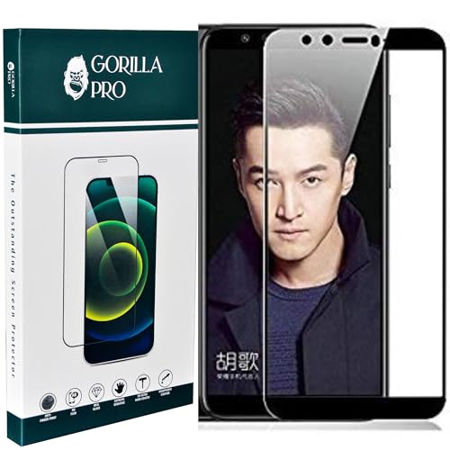 Image of Tempered Glass Screen Guard for Honor 9 Lite - Edge to Edge Tempered Glass Screen Protector - 9H Hardness - (Black) Tempered Glass - Pack of 1