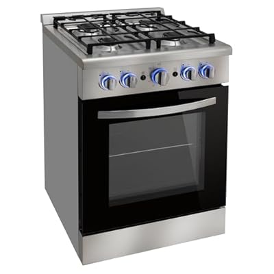 RecPro RV Stove | 24" Stainless Steel Freestanding Gas Range | 12000 BTU | 4 Burners | 4 Leveling Legs | Fueled By Propane | Oven & Stove Top Capabilities