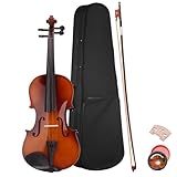 4/4 Full Size Acoustic Violin, Include Case, Bow & Rosin, Beginner Violin Starter Kit for Children Teens & Adults, Natural