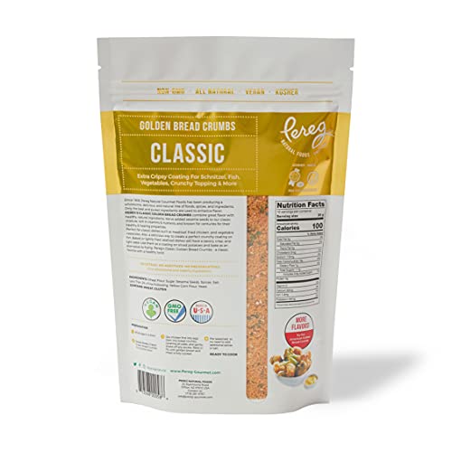 Pereg Bread Crumbs Classic (12 Oz) – Crispy Breadcrumbs For Coating & Stuffing - Coat Burger, Schnitzel, Vegetables, Meatballs - Kosher Certified - Resealable Packaging #TOP1