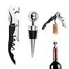 Korkenzieher WeinflaschenÃ¶ffner mit Weinverschluss Corkscrew Edelstahl 2 in1 Flaschenkorkenzieher Set mit Folienschneider Wein Ãffner Screwpull Flaschenstopfen WeinÃ¶ffner fÃ¼r Camping, Zuhause, KÃ¼che