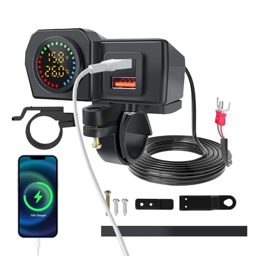 USB-Steckdose mit USB-Autoladegerät - Motorrad-Auto-Outlet - Schnellladebuchse für Motorräder, LKWs, Autos, Wohnmobile und E-Bikes