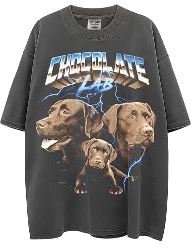 Chocolate Lab Washed & Oversized Shaka-Wear Heavy Metal Drop Shoulder Heavyweight Tshirt for Men & Women