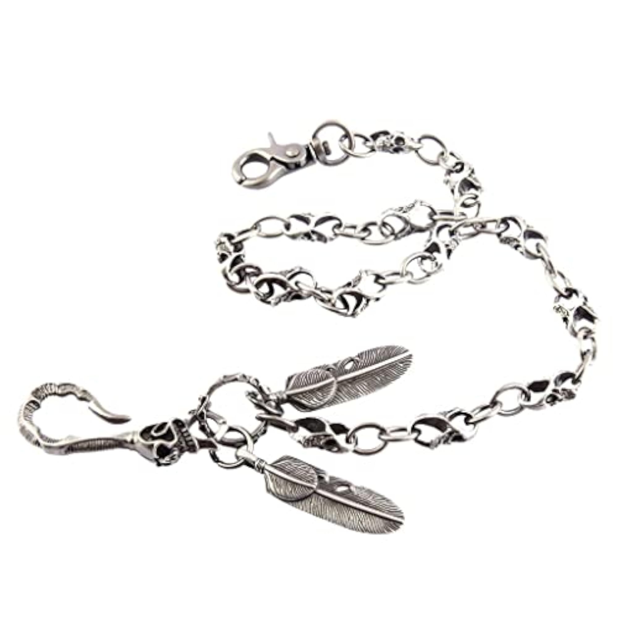 Men's Biker Rock Punk Wallet Chain, Antique Silver Style