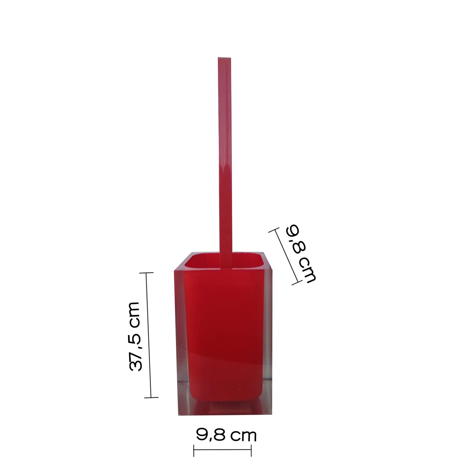 Gedy Auckland Red, Dimensions and Weight: 37.5 x 9.8 x 9.8 cm & 0.85 kg, Made Clear Resin, Toilet Brush Design by R&S - Image 2