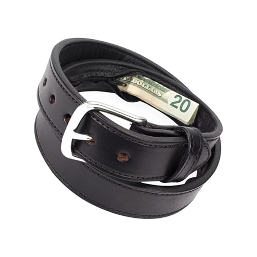Ceinture Porte-Billets en Cuir pour Voyage, Ceinture Sécurisée Discrète Anti-Vol, Stockage Sécurisé Argent Discret pour Hommes