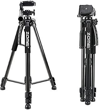 Zomei Zm-1200 Camera Tripod + Remote Control Professional Phone Holder Portable Tripod with Mobile Phone Holder, Aluminum Alloy Lightweight Camera Stand Tripod 3 Way Switch Head