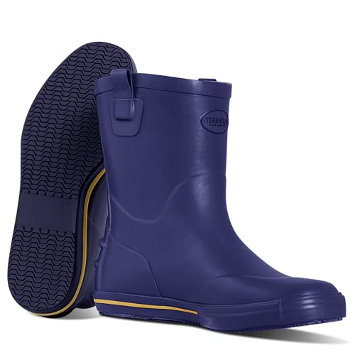 Image of Men's Mid-Calf Waterproof Rain Boots, Wide Calf & Slip-Resistant Rubber Work Boots for Unisex, Garden, Farm, Fishing Shoes All-Weather