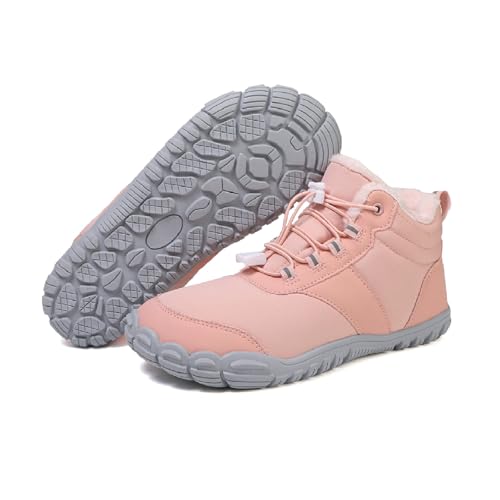 Image of Men's Women's Winter Barefoot Hiking Boots, Slip On Warm Zero Drop Snow Boots, Wide Toe Box Booties, Waterproof Shoes Sneakers Hike Shoes for Hiking Walking Outdoor Unisex