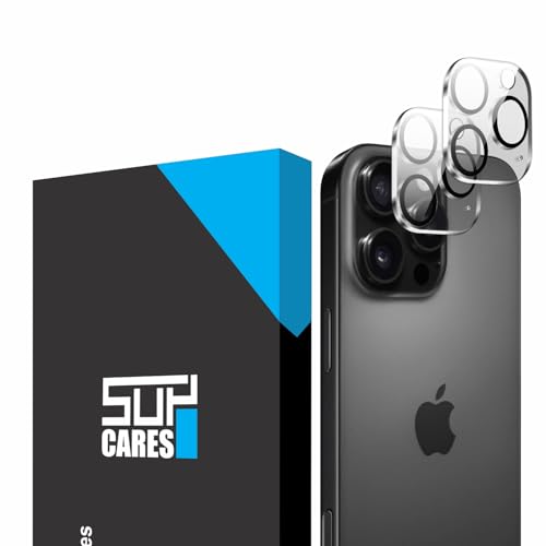 Image of SupCares Premium Camera Lens Protector Tempered Glass Compatible For iPhone 16 Pro and iPhone 16 Pro Max With Installation Kit | Edge to Edge Coverage | Transparent | Pack of 2