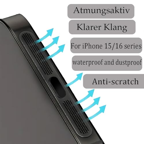 RXKFIGX 20-teiliges Set USB C Staubschutzstecker und Telefon-Lautsprecherabdeckung, Staubdichter Mesh-Aufkleber, Anwendbar auf iPhone 16/15 Serie, Typ C Port Für Meiste Typ-C Handy Tablet Zubehör