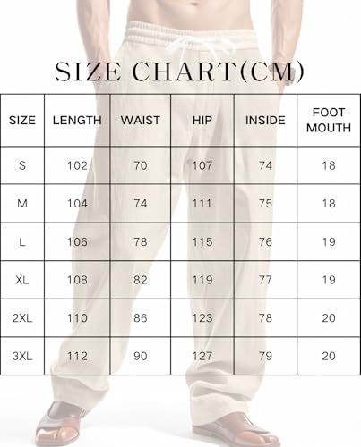 Mens Linen Blend Pants Casual Loose Fit Drawstring Elastic Waist Lightweight Summer Trousers with Pockets3
