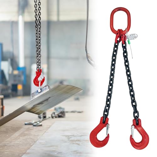Chaînes de Levage, chaînes de Levage en Acier G80 avec Crochets - Élingue Robuste de 2 à 30 tonnes pour Le déplacement d'équipements en entrepôt et en Usine - Élingue à chaîne d'une capacité