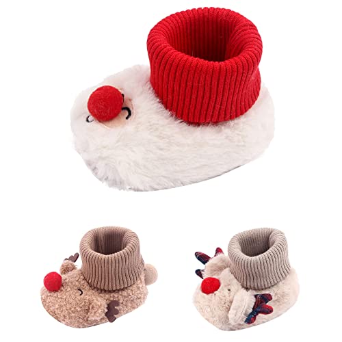 Infant Toddler Indoor Fleece Socks Booties Plus Velvet Floor Shoes Thicken Non Slip Christmas Cartoon Cute Shoes3