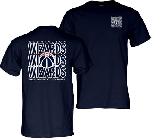 Blue 84 Washington Wizards NBA Officially Licensed T-Shirt Front/Back Press, Medium Team Color