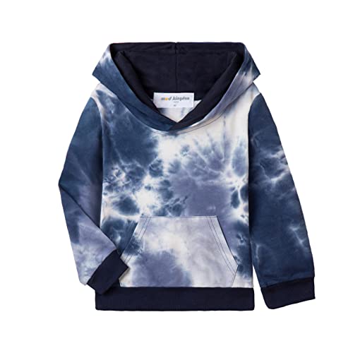Mud Kingdom Toddler Boys Jersey Hoodies Pullover Hooded Sweatshirt Fashion Cute Colorful Print Blue Tie Dye 4T #TOP5