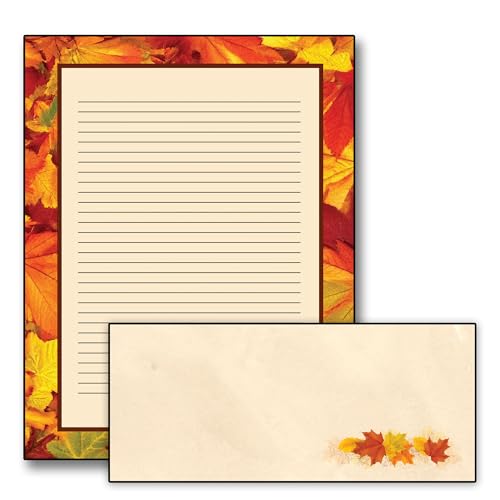 Papier à lettre d'automne ligné avec enveloppes pour vos correspondances de saison