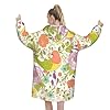 YoupO Flower Birds SpringFlower Birds Spring Print Blanket Hoodie Soft Flannel Sweatshirt Thick Warm Hooded Blanket For Women Men Black #1