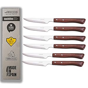 Arcos | Steakmesser | Messer Bögen Holz | Bögen Steakmesser | 6-teiliges Set | Steakmesser | Holzgriff | Eco Verpackung