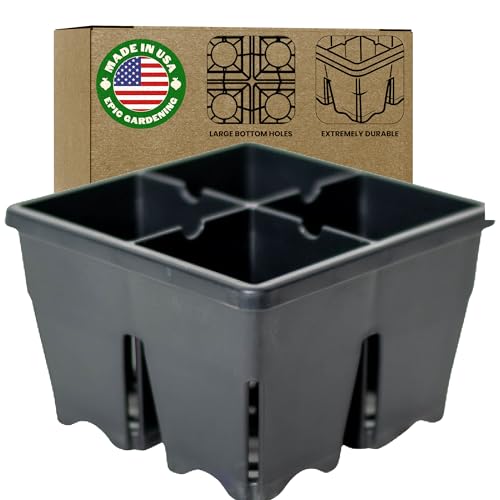 Epic Gardening 4-Cell Seed Starter Tray - 4in - 4 Trays - Black
