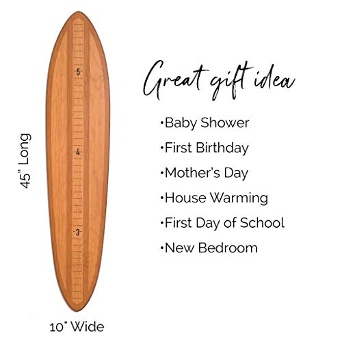 Vintage Brights Wooden Surfboard Growth Chart | Height Chart For Kids [Boys & Girls] For Measuring Height | Children’s Room Décor | Blond/Brown Stripe #TOP1
