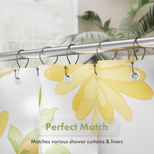 image for AmazerBath Shower Curtain Hooks Black Shower Curtain Rings, Simple Dou
