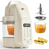 SosekiBaby FM01 Baby Food Maker, 316L Stainless Steel Blades | Puree Steamer Blender Processor With 10oz Glass Bowl | One-Step Food Mill with Recipe, 12H Keep Warm, Auto Clean, Reheat | BPA-Free
