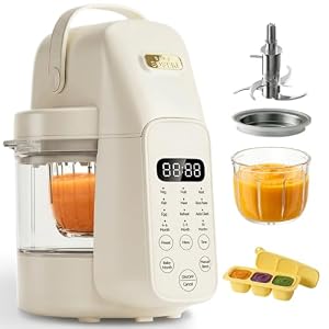SosekiBaby FM01 Baby Food Maker, 316L Stainless Steel Blades | Puree Steamer Blender Processor With 10oz Glass Bowl | One-Step Food Mill with Recipe, 12H Keep Warm, Auto Clean, Reheat | BPA-Free