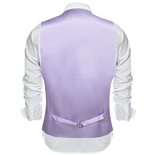 Image of Barry.Wang Vest for Men Business /Leisure Dress Suit Vests V-neck 2 Pockets Wedding Party Tuxedo Satin Waistcoat