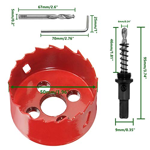 Image of Luomorgo 50mm /2 inch Hole Saw, 1.2 inch Cutting Depth | HSS Bi-Metal, For Wood Cornhole Boards, For Plastic Drywall, For Metal Sheet