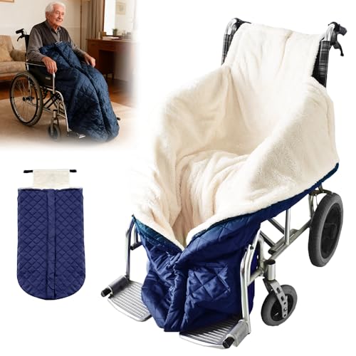 HOVCEH Invierno Manta para Silla de Ruedas, Manta Silla de Ruedas, Calidez a Prueba de Viento Saco para Sillade Ruedas Adultos, Ajuste Universal para Sillas de Ruedas (Azul)