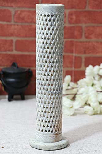 Crocon Handmade Incense Tower Candle Stick Holder Soapstone Tea Light Tower Burner | Candles Stand |Office Decor Room Fragrance Decorative Kitchen Home Spa Great Gift Set - 11X3X3 Inch #TOP1