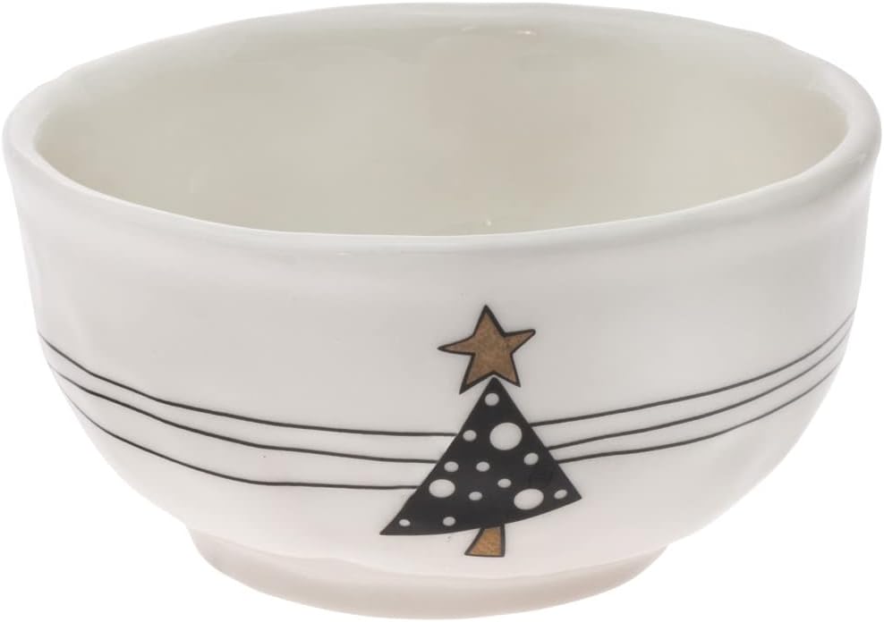 Boston International Serving Bowl, Christmas Winter Holiday Small Ceramic Dish, 5.5-Inches, Denise's Tree