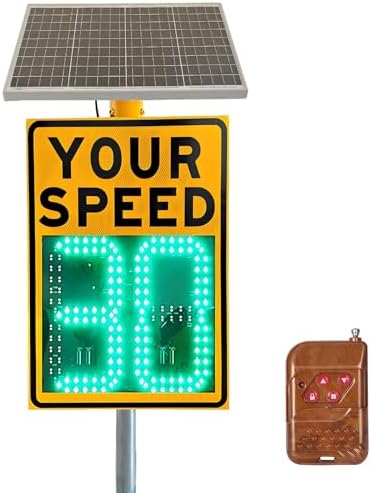 Solar Radar Speed Limit Sign - LED Speed Feedback Display, IP65 Waterproof Road Safety Detector with Solar Panel & Remote Control, 60x90cm for Enhanced Traffic Management