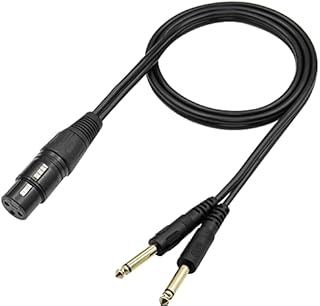 QIANRENON XLR Female to Dual TS 1/4 Stereo Splitter Cable 3-Pin XLR to Dual 6.35mm mono Y Splitter Conversion Extension Audio Cable,For Microphone Guitars Amplifier Mixer,1m/3.2ft