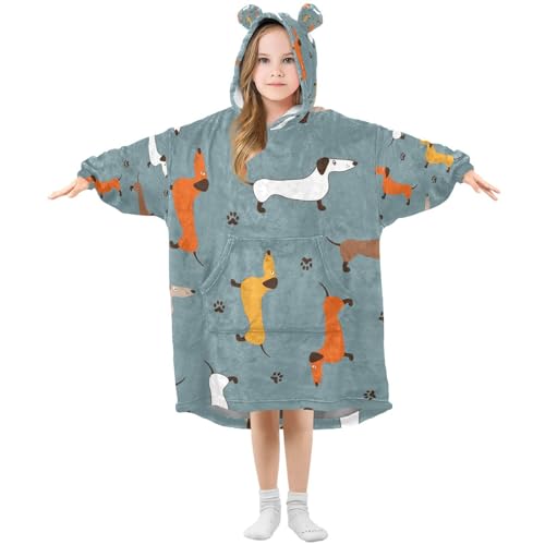 Couverture à capuche chaude en polaire Mnsruu à motifs teckels